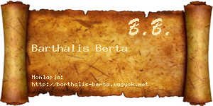 Barthalis Berta névjegykártya